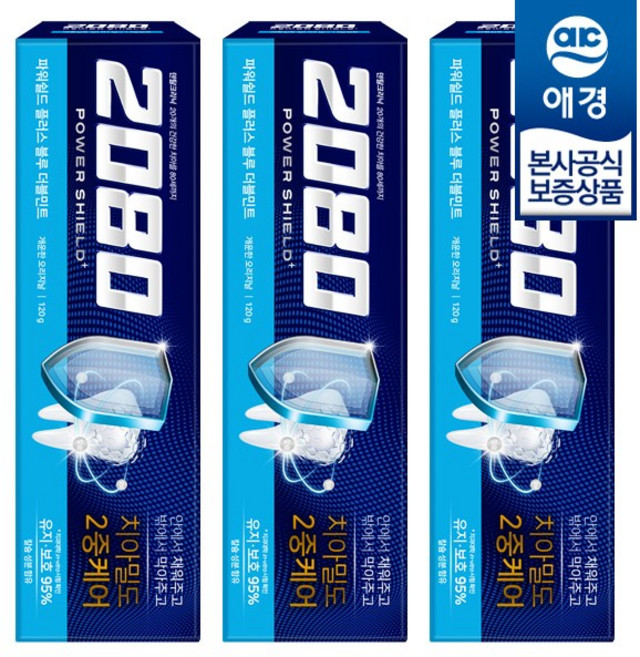 2080 파워 쉴드 치약 블루 더블민트, 120g, 6개