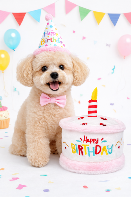 [푸들나무] 멍멍 생일파티 케이크, 1개, 화이트