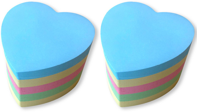 요랜드 모양 점착메모지 하트 별 꽃 사과 혼합색상, 2개