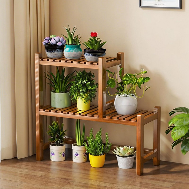 2단 원목 화분대 심플, 다색