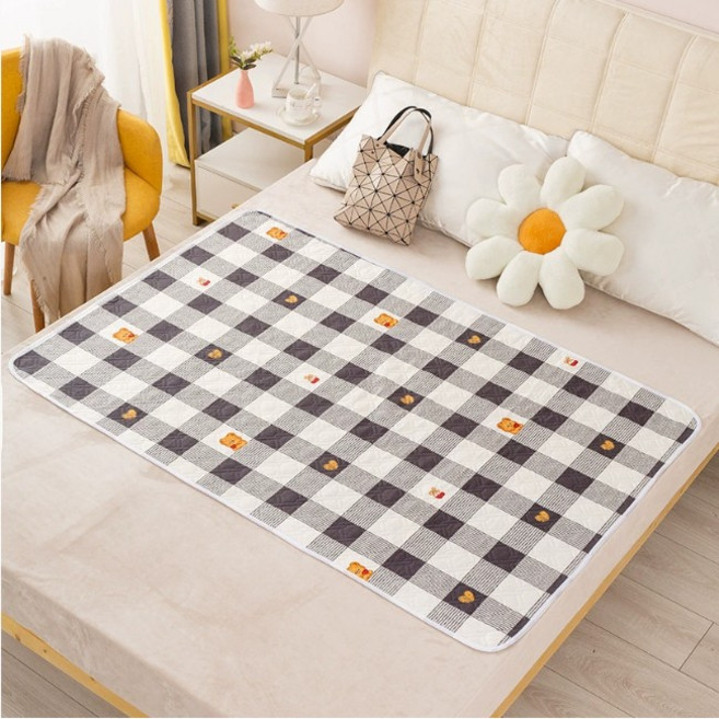 핫쏘잇 침대 안심 청결 방수요 생리 패드, 베어 체크, 2개