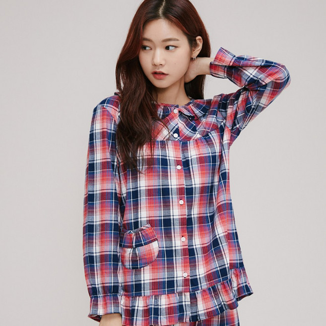 인텐스 가을 이브니에 여자 여성 잠옷 면 레이온 파자마 잠 옷