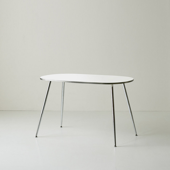 스칸디무드 클레르 미드센츄리 4인 타원형 식탁 테이블 1200, 크롬화이트, 4인용