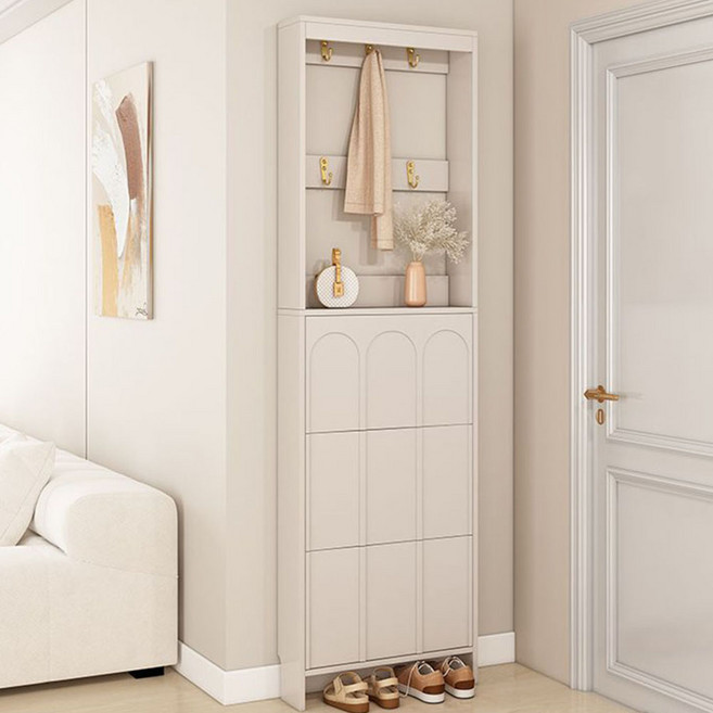 가정용 심플 소형 주택 수납 정리 현관 먼지 방지 신발장, 4단, 화이트(600*170*2080mm)