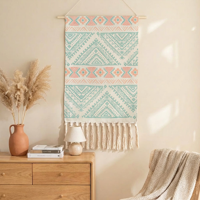 포니홈 월행잉 패브릭 포스터 배전함 두꺼비집 가리개, 블루보헤미안