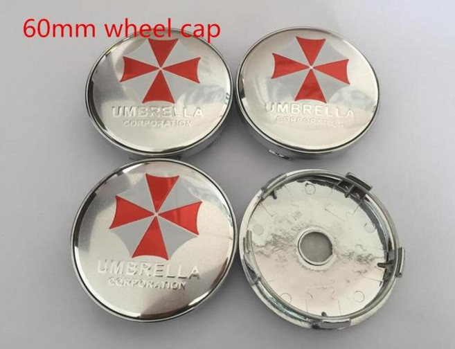56mm 60mm 우산 공사 자동차 엠블럼 휠 센터 허브 캡 배지 커버 스티커 스타일링 액세서리 4 피스, [09] 60mm silver cap 1, 09 60mm silver cap 1