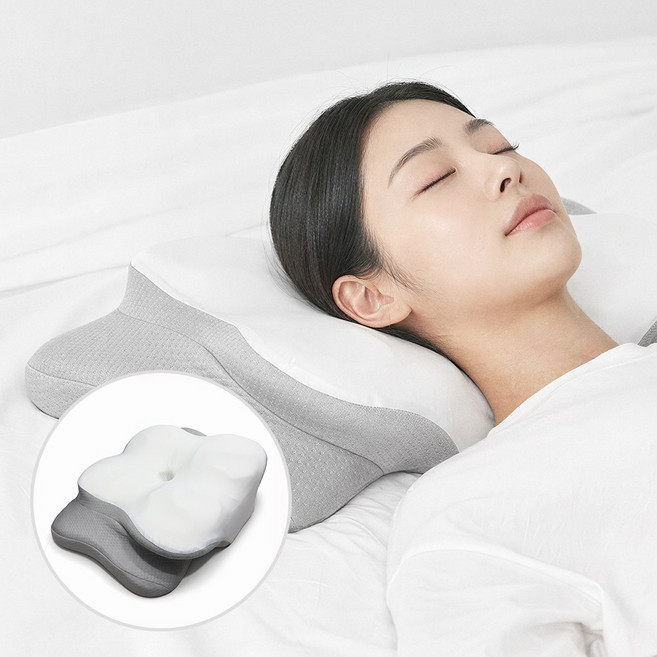 단잠 숙면용 메모리폼 기능성 경추베개, 1개, 화이트그레이
