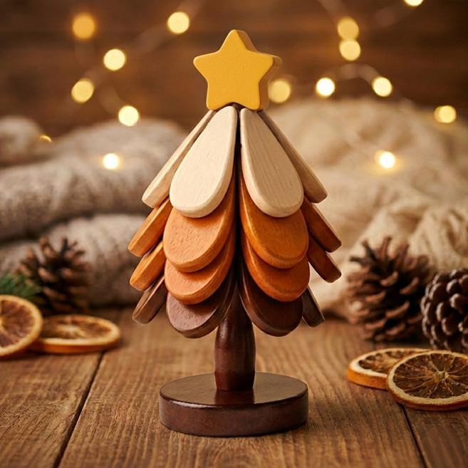 가온라이프 예쁜원목 냄비받침 집들이선물 트리 냄비받침4겹 선물포장, 1개, 별모양