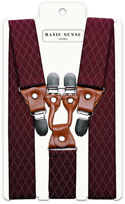 베이직센스 35mm 다이아몬드 패턴 소가죽 Y형 서스펜더 멜빵
