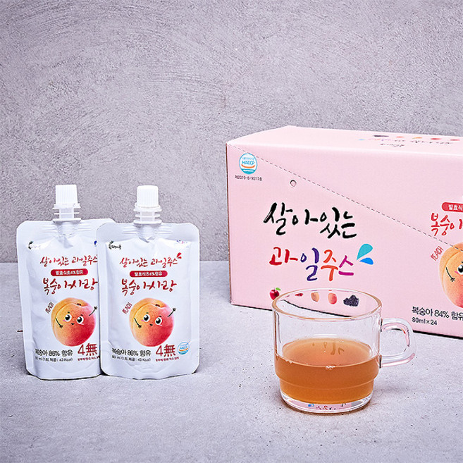 솔티마을 복숭아사랑과일주스 /물타지않은 우리아기달콤즙, 24개, 100ml