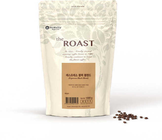 맥널티 에스프레소 블랙 원두커피, 1개, 1kg, 홀빈(분쇄안함)