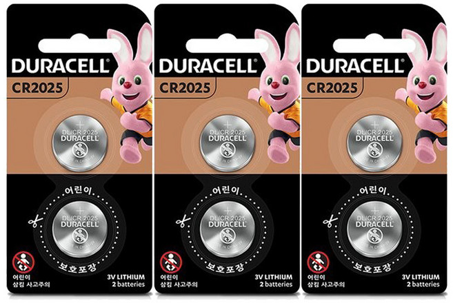 듀라셀 코인 리튬 건전지 CR2025 2입 3개