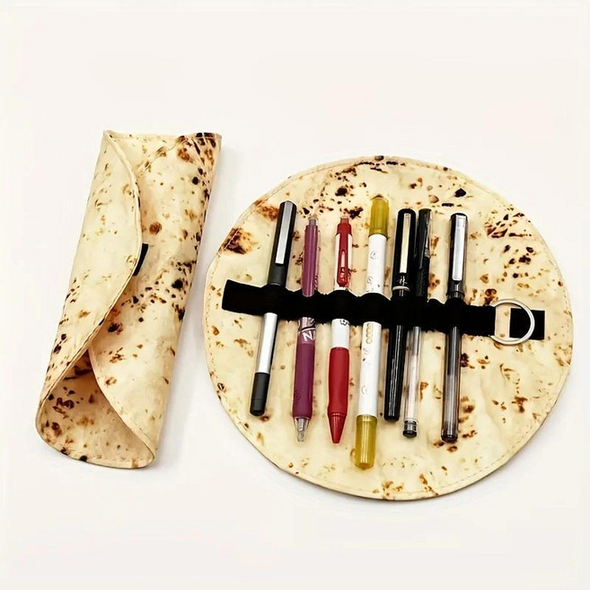 플라잉 팬케이크 모양 필통 얼룩 방지 모형 보관 가방 데스크탑 정리함, 1개, 기본