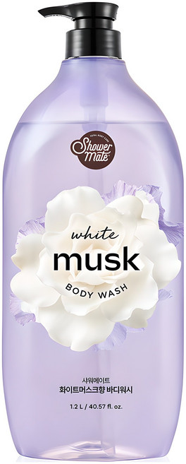 샤워메이트 내추럴 바디워시 화이트머스크향, 1.2L, 1개