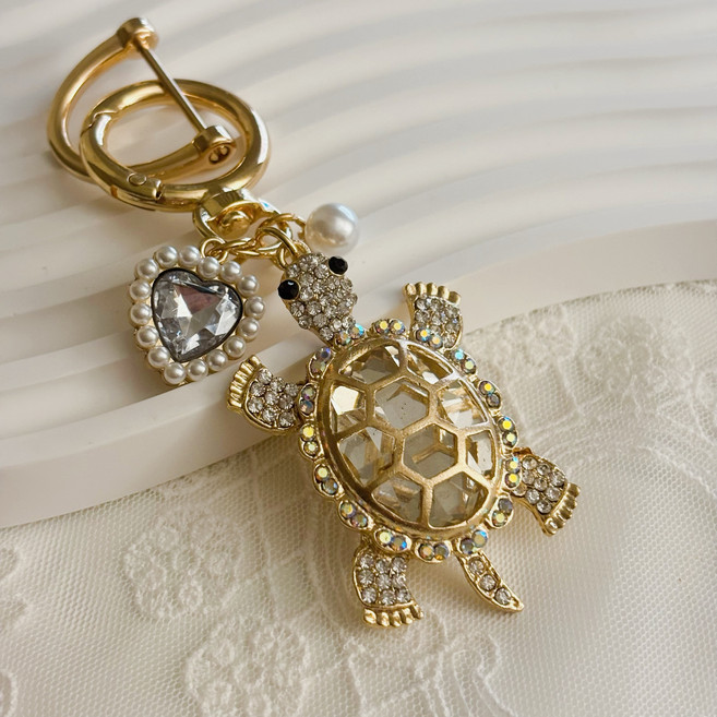 복을 부르는 큐빅 거북이 키링, 1개, 화이트
