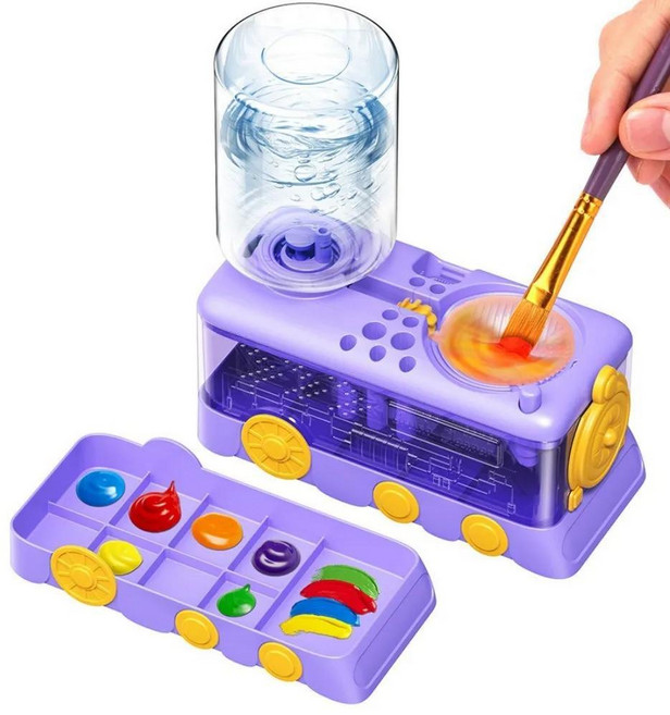 페인트 브 클리너 배수 버튼이 자동 물 순환 방식 수채화 아크릴 유화 붓 세척 버킷, 1개, 색상: 5. 보라색