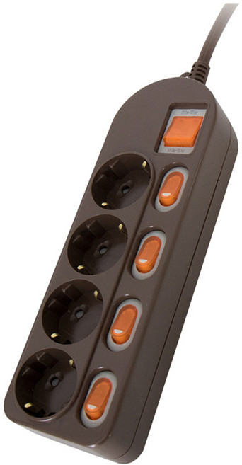 정비공 국산 멀티탭 4구 1.5m 과부하 차단 안전 접지 개별 스위치 브라운 멀티 콘센트, 1개