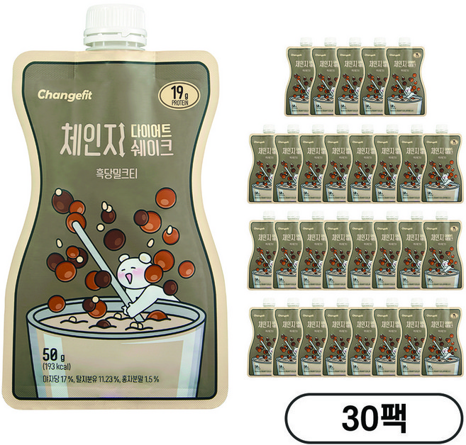 [체인지핏] 체인지 다이어트 쉐이크 흑당밀크티맛, 50g, 30개