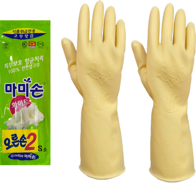 마미손 오른손만 화이트 고무장갑 소 S 10개입, 오른손용, 5세트