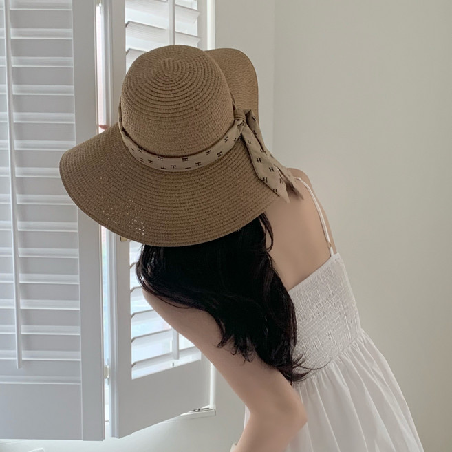 여름 라탄 모자 휴양지 바캉스 비치 여성 넓은 챙 밀짚모자 왕골모자 사이즈조절 라피아햇