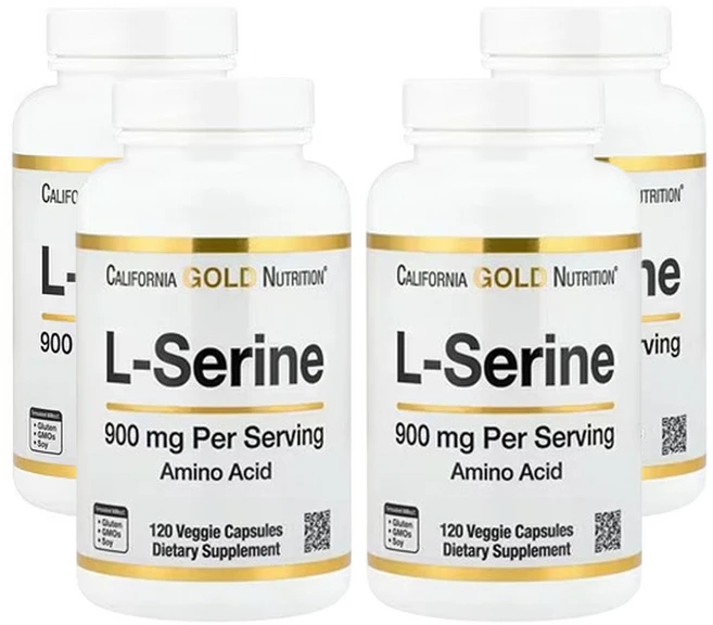 캘리포니아 골드 뉴트리션 L-세린 900mg 식물성 캡슐 120정, 4개 - 쿠팡