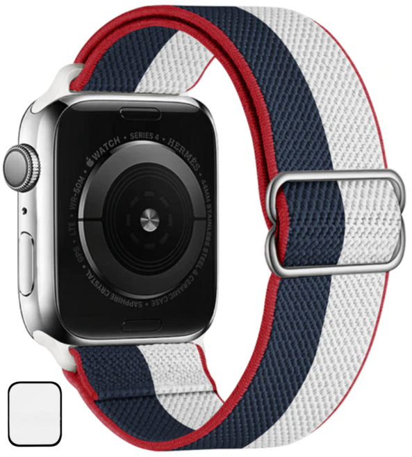 NUBASE 애플워치 호환 고탄력 링크 솔로루프 스포츠루프 버클 스트랩, 아메리칸