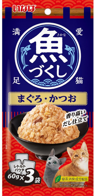 CIAO 魚盛 貓餐包 鮪魚鰹魚 香味日式高湯 60g x 3袋, 1個