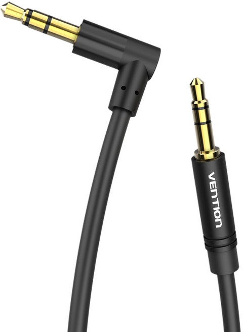 벤션 90도 3.5mm AUX 케이블 0.5m, BAKBD-T, 블랙, 1개