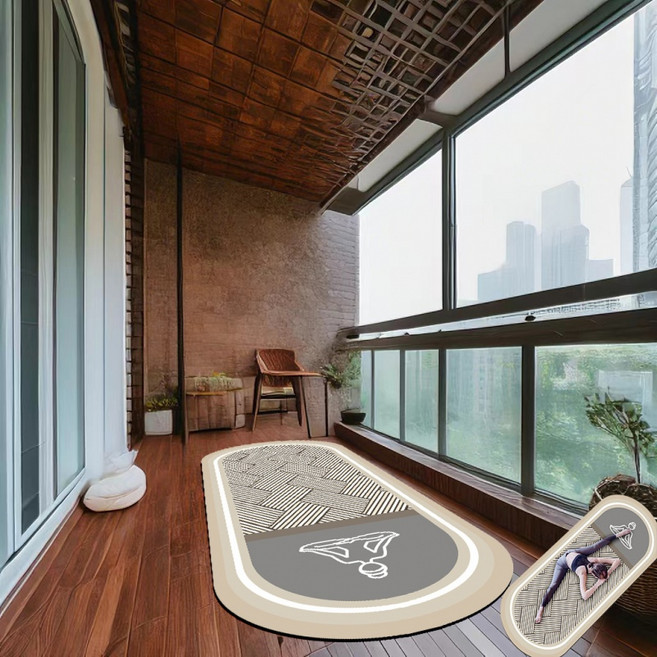 해피유통 충격 흡수 실내 요가 매트 헬스 미끄럼 방지 운동 매트jhj, 카키 그레이, 1개