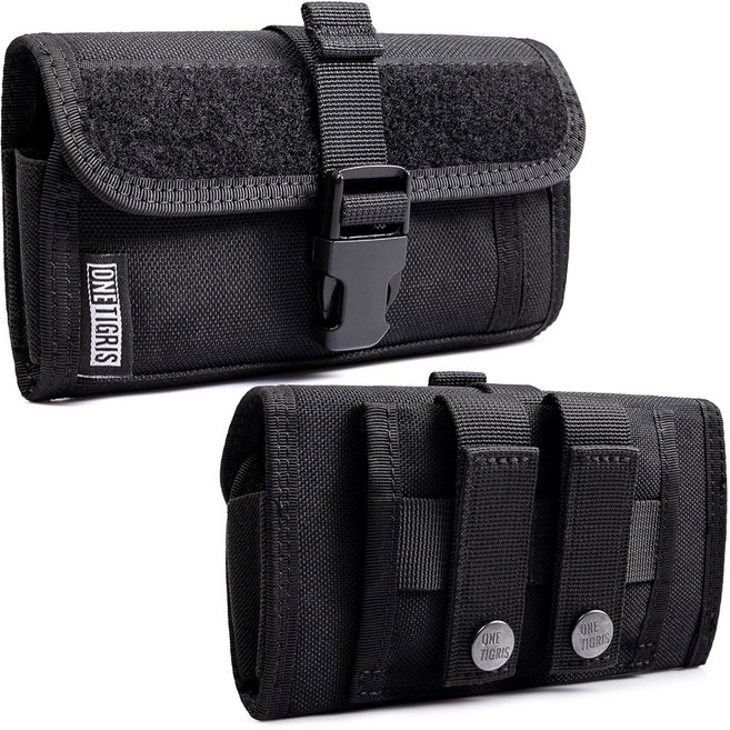 원티그리스 휴대폰 파우치 MOLLE 스트랩과 퀵 릴리스 버클이 있는 전술 홀스터 아이폰 17 /Air /17 Pro /16 /15 /14 /13 Pro 갤럭시 S25 /S24, Black