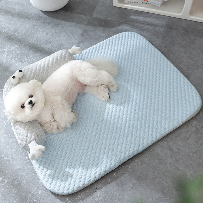 HANTAO 반려동물 썬베드 쿨방석 강아지 고양이 애견 여름 냉감 쿨매트, 블루, 1개