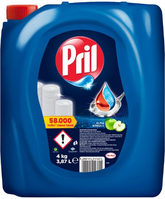 德國 Pril 濃縮高效洗碗精 超濃縮高效能 護手配方, 1個, 蘋果3868ML (業務用大容量補充瓶)