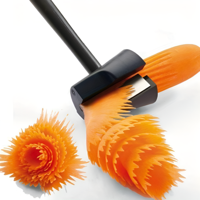 꽃모양 플레이팅 나선형 채소 꽃칼 조각 슬라이서 커터기 주방 도구, 1개, 블랙