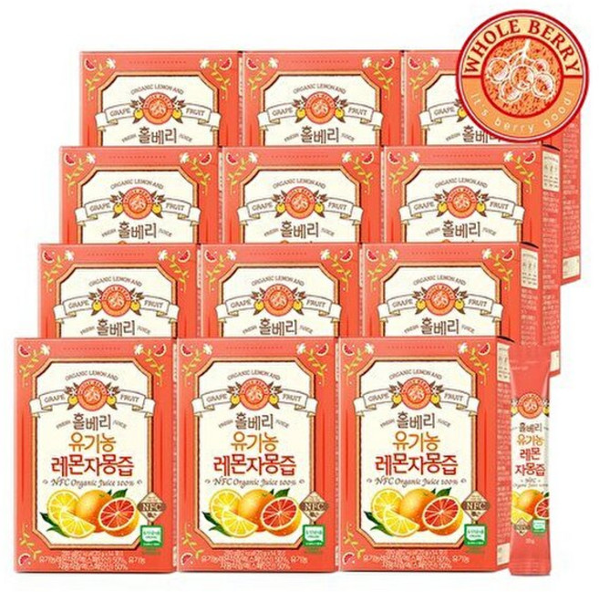 홀베리 100% 유기농 레몬자몽즙, 280g, 12박스