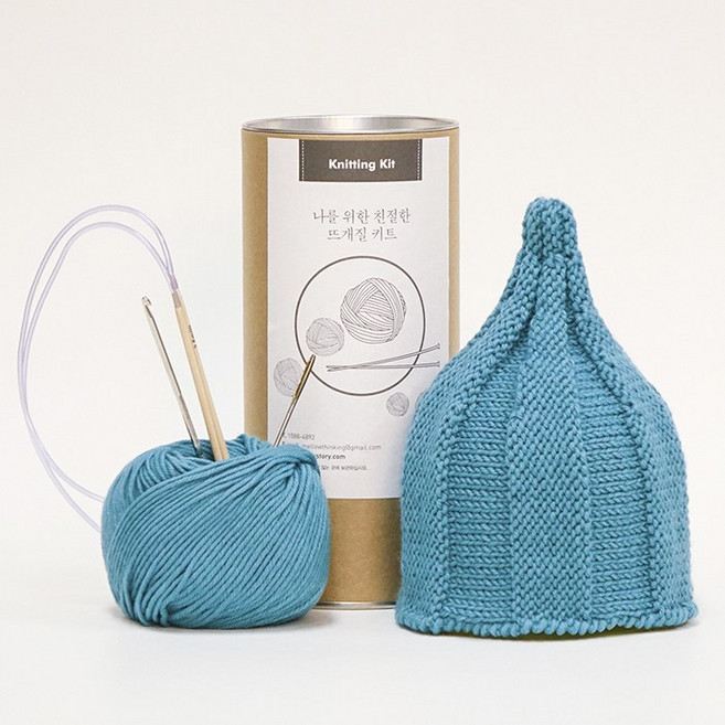 아기 키세스 모자 - Knitting Kit, 아쿠아마린, 1개