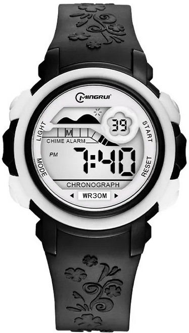 LABTZ 남여공용 패션 MR 학생 우레탄 밴드 전자 알람 손목시계