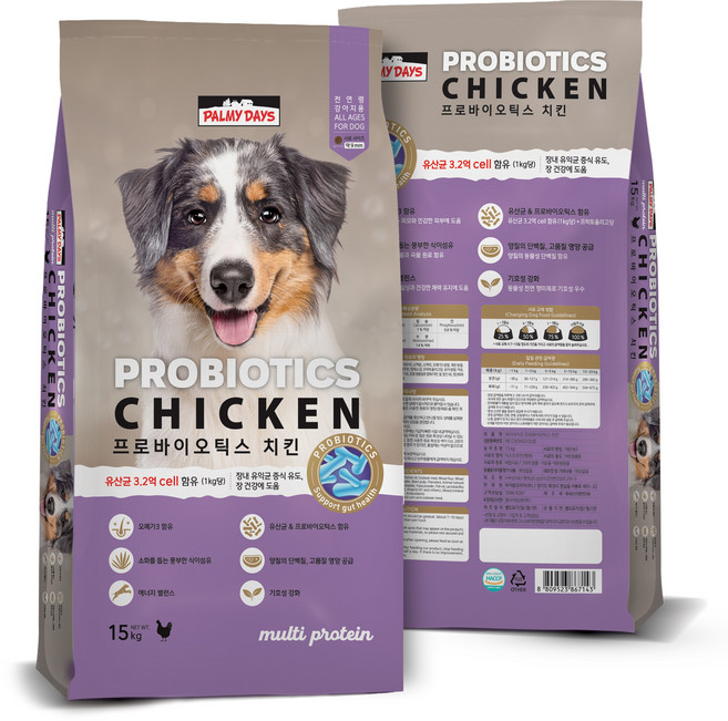[반려R] 파미데이즈 프로바이오틱스 치킨 대용량 강아지 사료 (15kg), 15kg, 닭, 1개