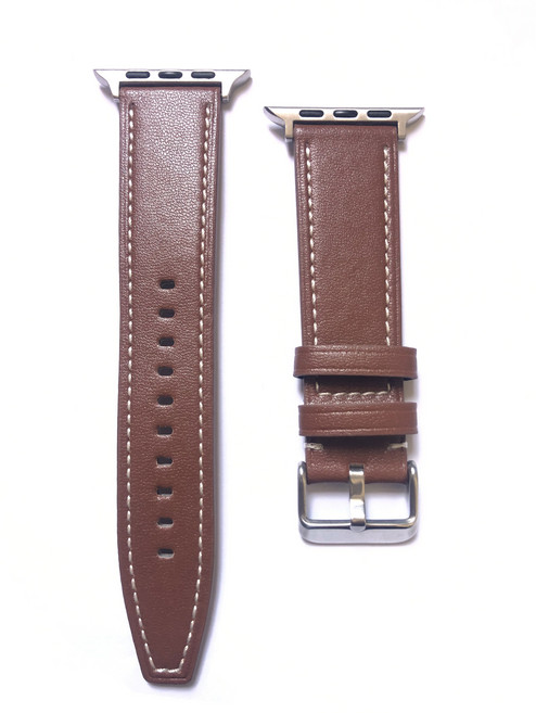 LEPOID 가죽 워치 스트랩 아이워치 울트라 SE 시리즈, 브라운, 1개