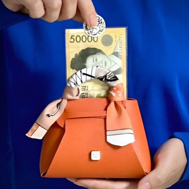 클라르떼 부모님 용돈 고급 선물 박스 가방, 오렌지, 1개