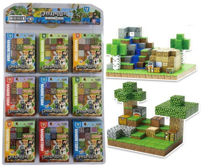 픽셀 큐브 자석블럭 6개세트 마인크래프트 블럭마인크래프트 블록