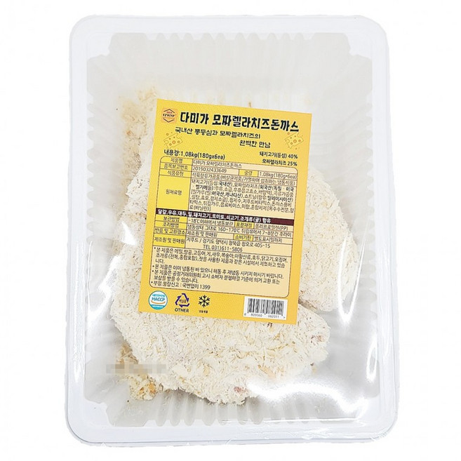 다미가 냉동 모짜렐라 치즈돈까스 180g x 6입 1.08kg, 1개, 1g