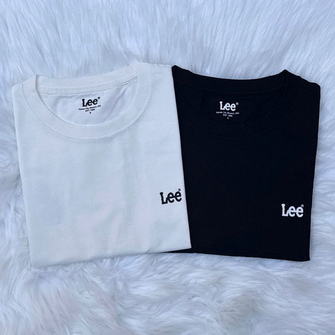 8위 - lee 미니로고 시원한 반팔 티셔츠 1+1 화이트 블랙 2팩