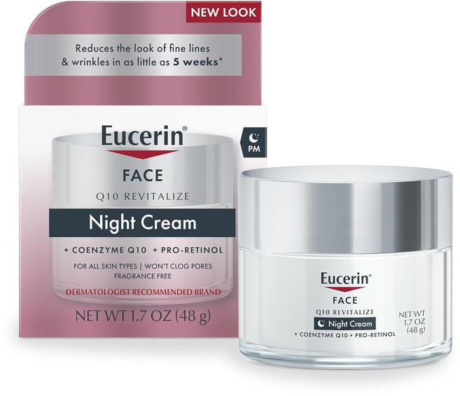 [미지의찬장] 유세린 Q10 안티 링클 페이스 나이트 크림 / EUCERIN ANTI WRINKLE NIGHT CREAM 주름개선 프로 레티놀 로션 48g, 1개