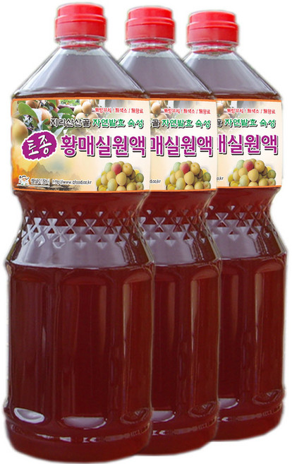 하동 매실원액 지리산산골 3년숙성 토종 황매실원액 1800ml 매실청 매실액기스 매실액, 1.8L, 3개