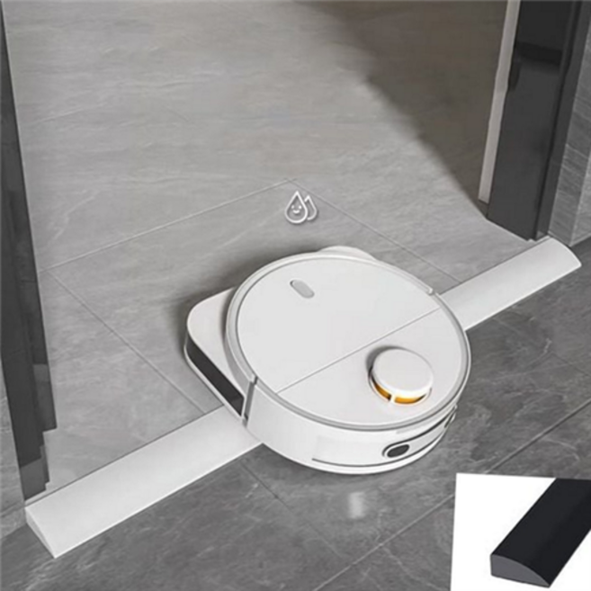 로봇 청소기 경사로 실리콘 문턱 가이드 로봇 청소기 턱 넘는 바람막이 다용도실 틈새막이 받침대 틈막이, 블랙