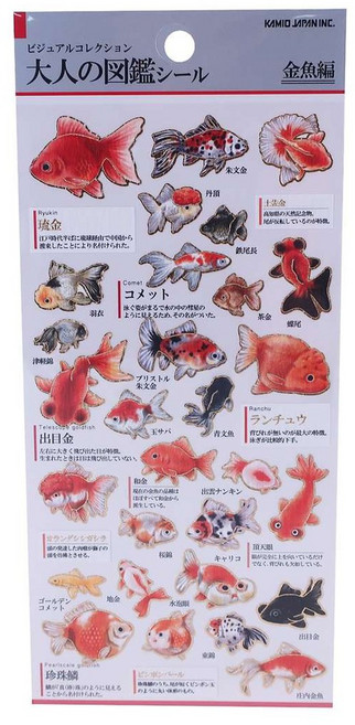 KAMIO 日本製 大人的圖鑑系列 燙金和紙貼紙 金魚篇, 1個