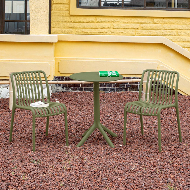 프롭 2인용 플라스틱 카페 테라스 야외 테이블 세트, 그린