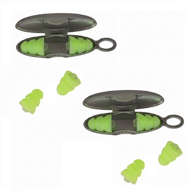 멜로하임 군인전용 귀마개 사격용 폭발 충격 소음 차단 1+1 2쌍 군대 이어플러그 + 수류탄 군화끈 클립 2P 증정, 그린+그린, 1세트