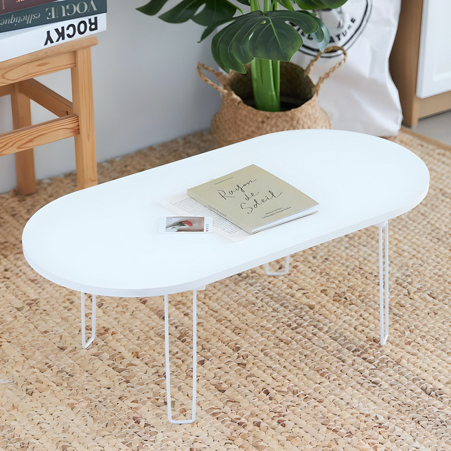 Story Furniture 韓國製造 E0 LPM 寬版橢圓折疊桌 800x400, 純白色