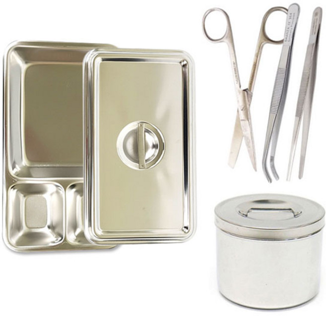 드레싱밧드 P형(3칸) + 스폰지캔 1호 + 무구 직14cm + 무구 곡14cm + S/B가위 14cm 5종세트, 1세트